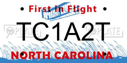 TC1A2T North Carolina License Plate
