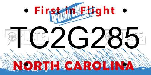 TC2G285 North Carolina License Plate