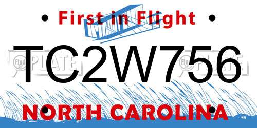 TC2W756 North Carolina License Plate