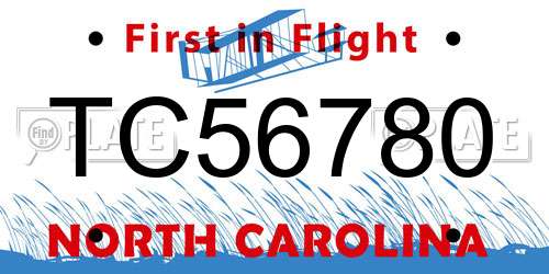 TC56780 North Carolina License Plate