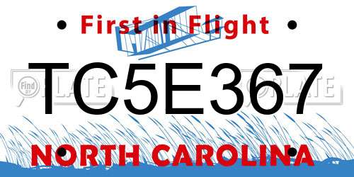 TC5E367 North Carolina License Plate