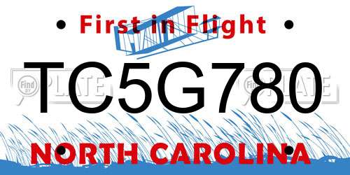 TC5G780 North Carolina License Plate