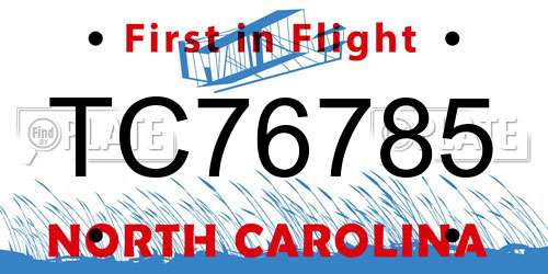 TC76785 North Carolina License Plate