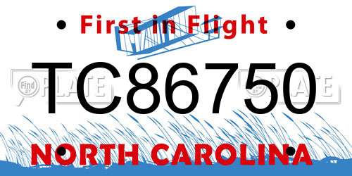 TC86750 North Carolina License Plate