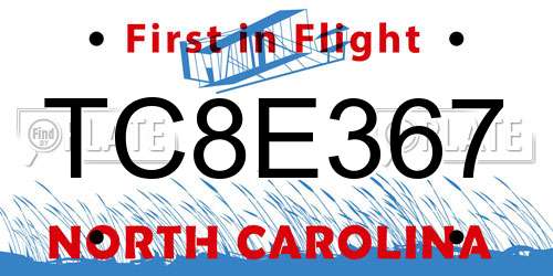 TC8E367 North Carolina License Plate