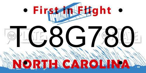 TC8G780 North Carolina License Plate