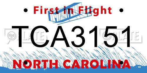 TCA3151 North Carolina License Plate