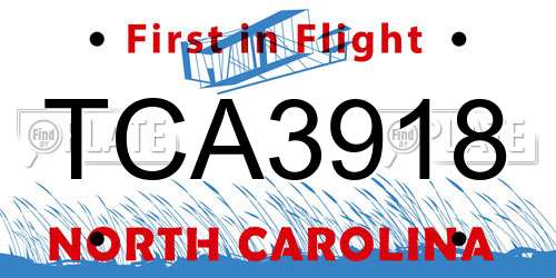 TCA3918 North Carolina License Plate