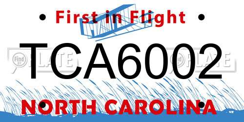 TCA6002 North Carolina License Plate