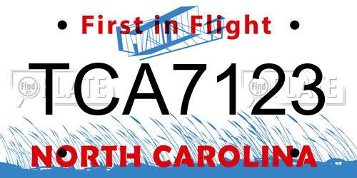 TCA7123 North Carolina License Plate