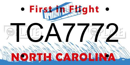 TCA7772 North Carolina License Plate