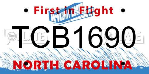 TCB1690 North Carolina License Plate