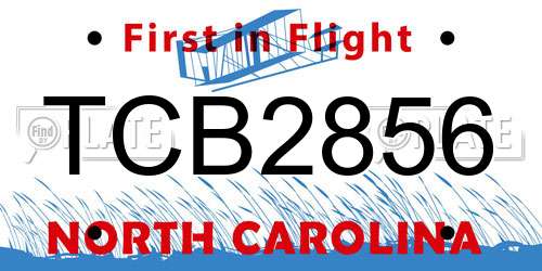 TCB2856 North Carolina License Plate