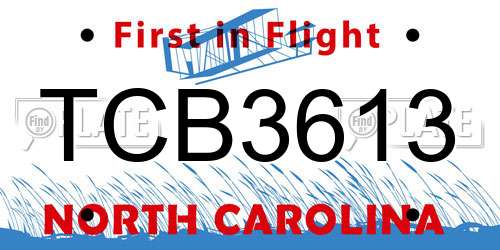 TCB3613 North Carolina License Plate