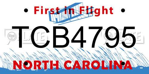 TCB4795 North Carolina License Plate