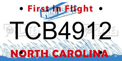 TCB4912 North Carolina License Plate