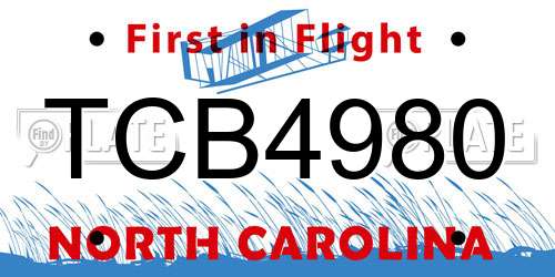 TCB4980 North Carolina License Plate