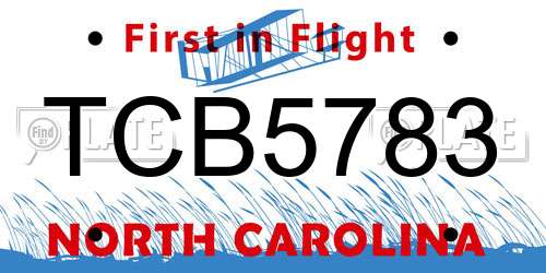 TCB5783 North Carolina License Plate