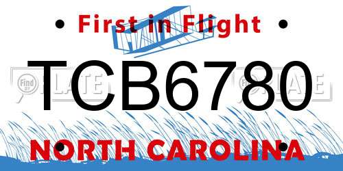 TCB6780 North Carolina License Plate