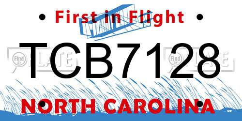 TCB7128 North Carolina License Plate