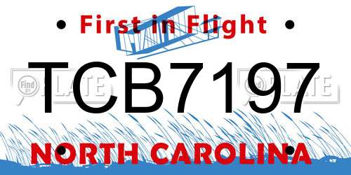 TCB7197 North Carolina License Plate