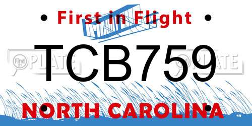 TCB759 North Carolina License Plate