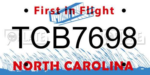 TCB7698 North Carolina License Plate