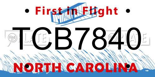 TCB7840 North Carolina License Plate