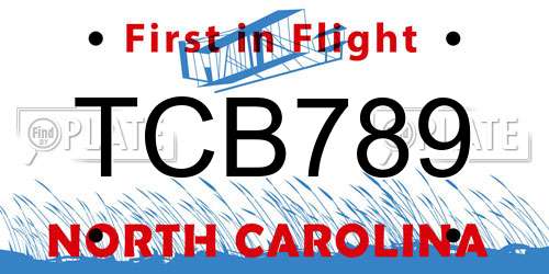 TCB789 North Carolina License Plate