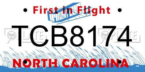 TCB8174 North Carolina License Plate