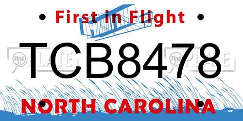 TCB8478 North Carolina License Plate