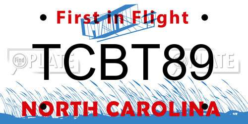 TCBT89 North Carolina License Plate