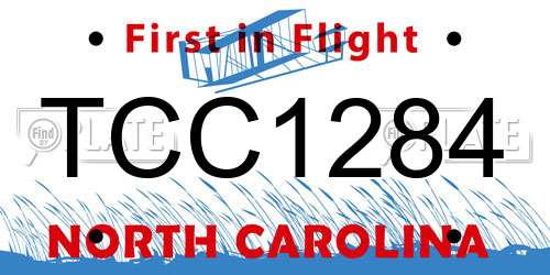 TCC1284 North Carolina License Plate
