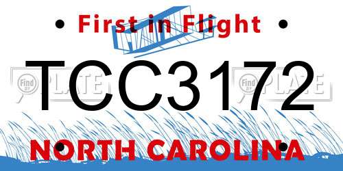 TCC3172 North Carolina License Plate