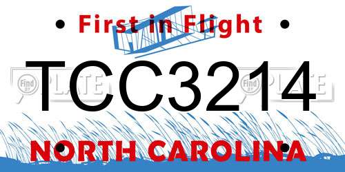 TCC3214 North Carolina License Plate