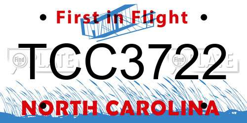 TCC3722 North Carolina License Plate