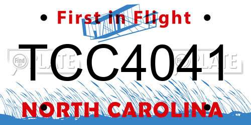 TCC4041 North Carolina License Plate