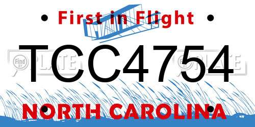 TCC4754 North Carolina License Plate