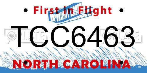 TCC6463 North Carolina License Plate