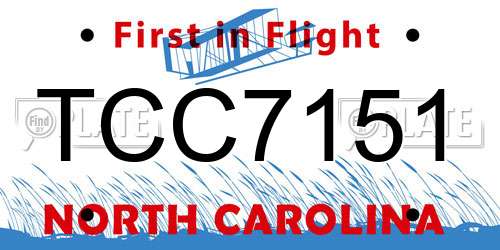TCC7151 North Carolina License Plate