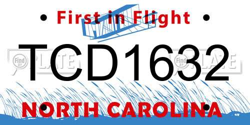 TCD1632 North Carolina License Plate