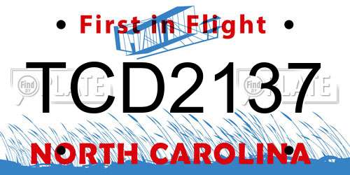 TCD2137 North Carolina License Plate