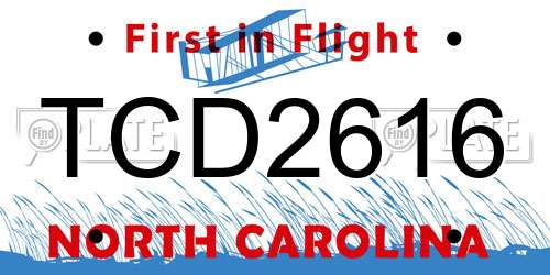 TCD2616 North Carolina License Plate