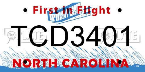 TCD3401 North Carolina License Plate