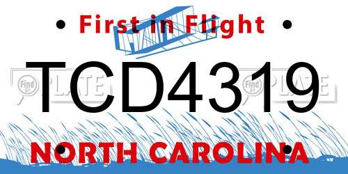 TCD4319 North Carolina License Plate