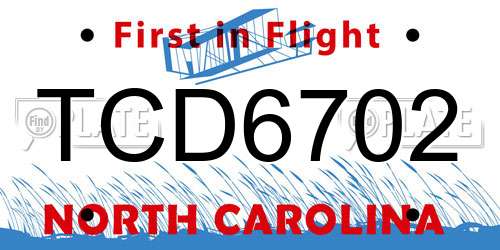 TCD6702 North Carolina License Plate