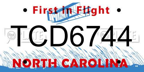 TCD6744 North Carolina License Plate