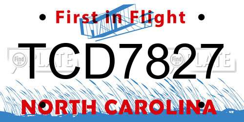 TCD7827 North Carolina License Plate