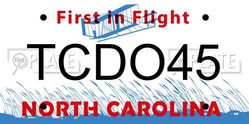 TCDO45 North Carolina License Plate