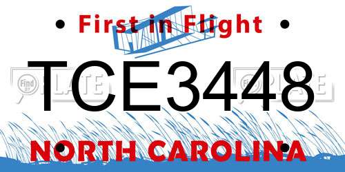 TCE3448 North Carolina License Plate